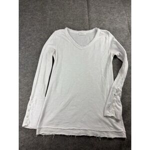 Evereve Braeve Women's M Long Sleeve Button Detail Ribbed Top Minimalist Boho